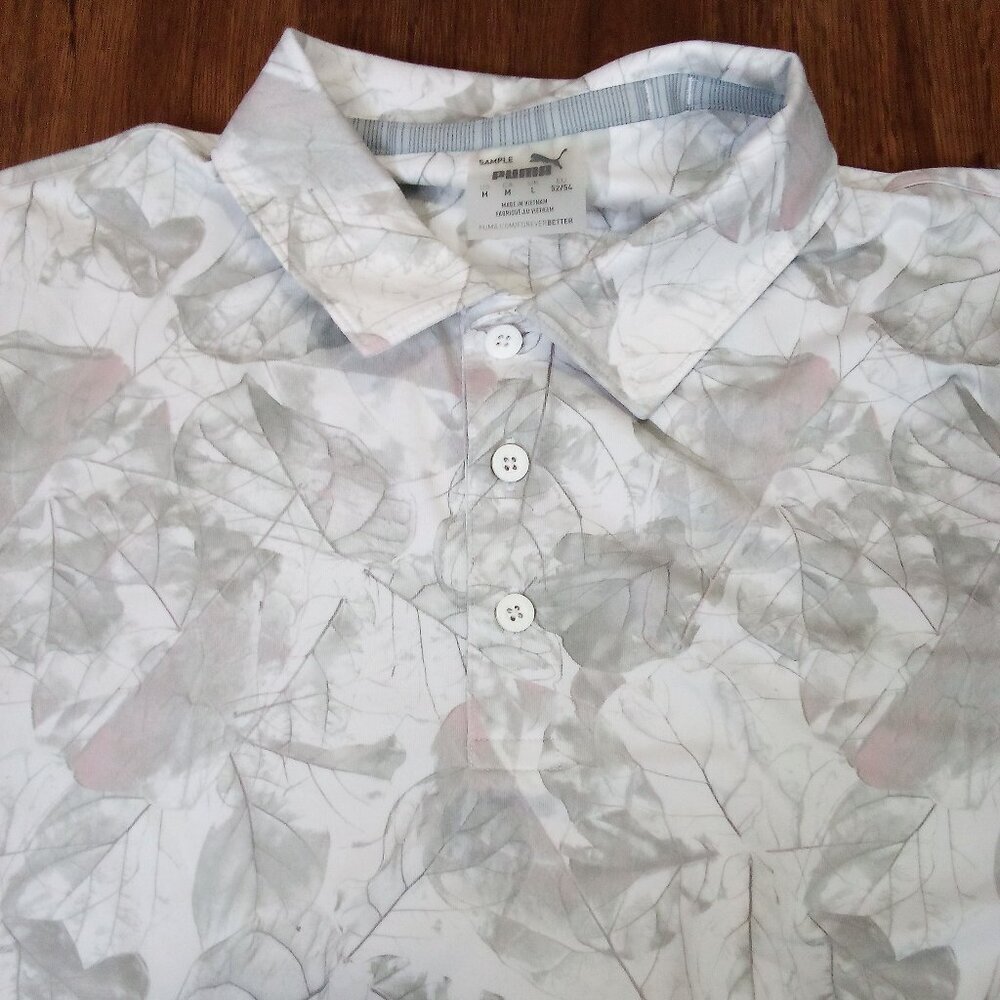 SAMPLE Puma Cloudspun Leaves AOP Pattern Athletic Polo Shirt SAMPLE